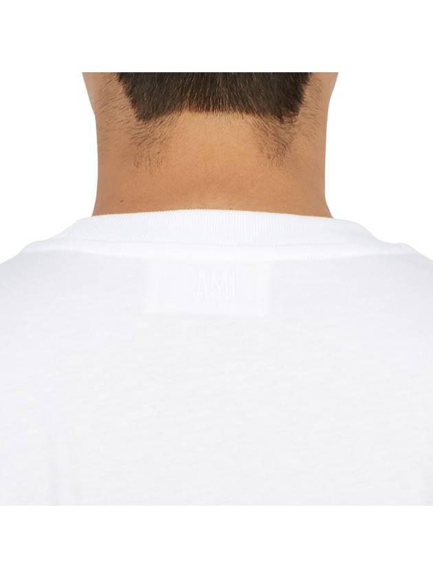 Embroidered Logo Cotton Short Sleeve T-Shirt White - AMI - BALAAN 7