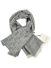 GG logo two tone wool silk scarf muffler gray 165904 - GUCCI - BALAAN 4