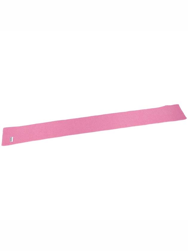 Logo Patch Wool Blend Muffler Pink - GANNI - BALAAN 6