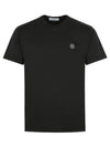 Slimfit Cotton Jersey Short Sleeve T-shirt Black - STONE ISLAND - BALAAN 9