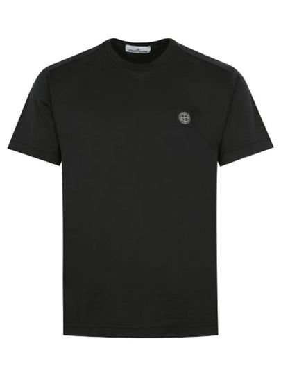 Slimfit Cotton Jersey Short Sleeve T-shirt Black - STONE ISLAND - BALAAN 2