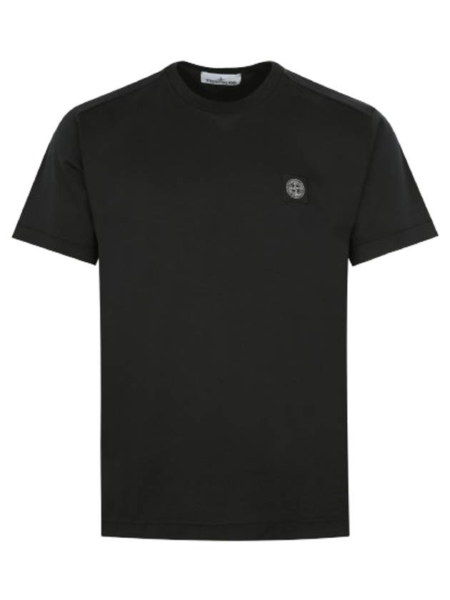 Slimfit Cotton Jersey Short Sleeve T-shirt Black - STONE ISLAND - BALAAN 3