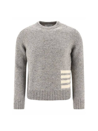 Donegal 4-Bar Striped Crew Neck Wool Knit Top Light Grey - THOM BROWNE - BALAAN 1