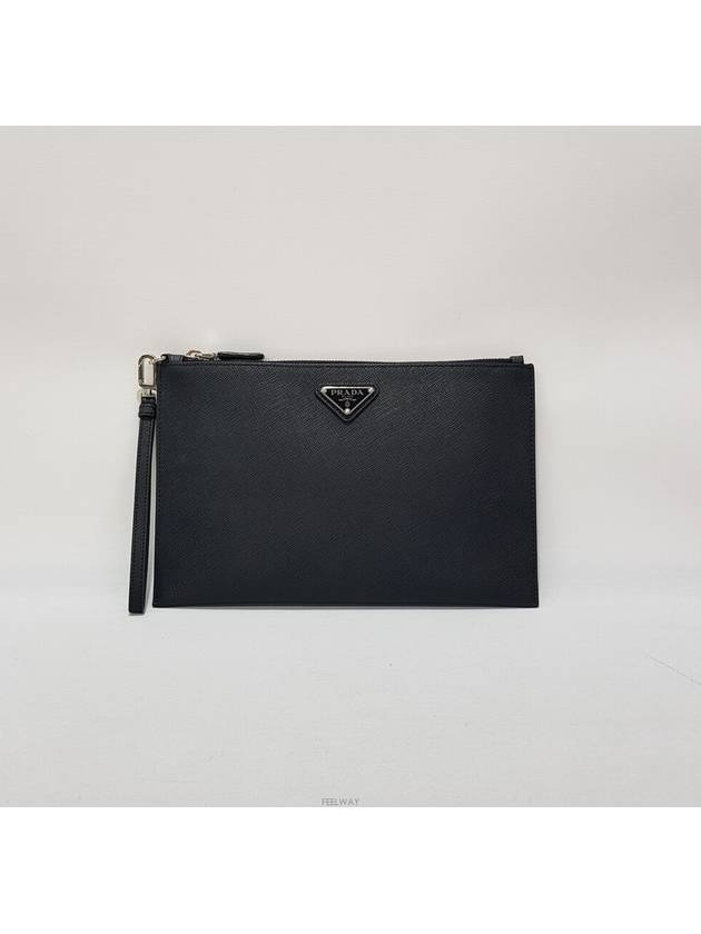 Saffiano triangle logo clutch bag - PRADA - BALAAN 1