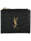 Cassandre Matelasse Grain De Poudre Embossed Leather Half Wallet Black - SAINT LAURENT - BALAAN 3