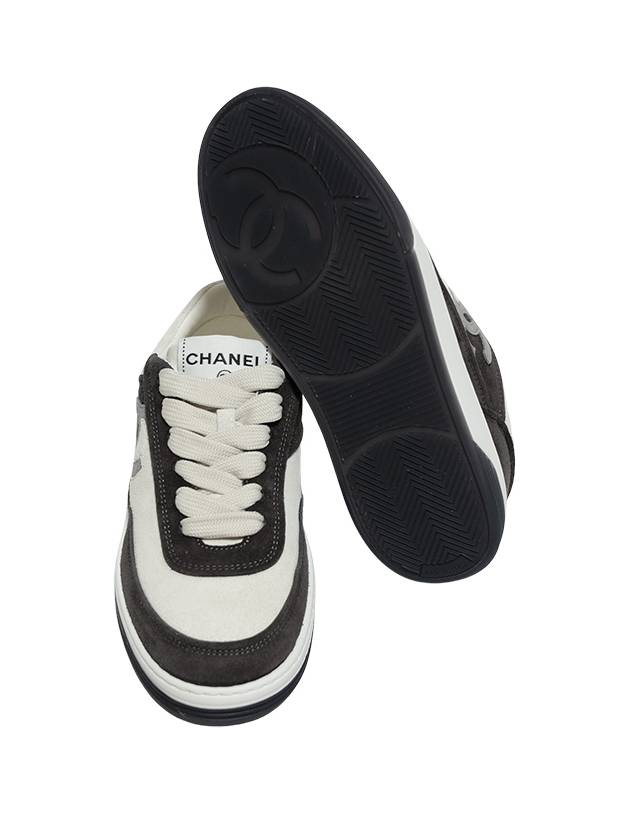 CC Logo Suede Kidskin Low Top Sneakers Black - CHANEL - BALAAN 7