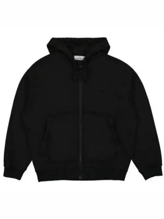 Garment Dyeing Cotton Jersey Zip-Up Hoodie Black - STONE ISLAND - BALAAN 2