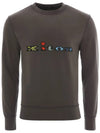 UMK0300 ANTHRACITE Multicolor logo embroidered charcoal sweatshirt - KITON - BALAAN 1