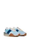 James Suede Lycra Low Top Sneakers Light Blue Cream - TOM FORD - BALAAN 3