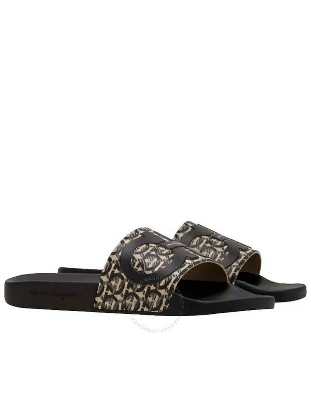 Men's Gancini Monogram Slippers Black - SALVATORE FERRAGAMO - BALAAN 4