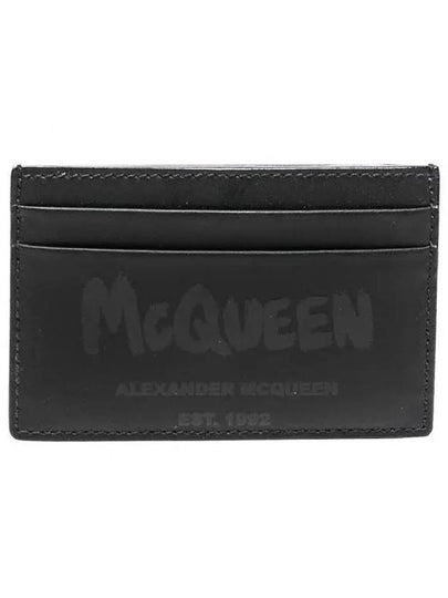 Graffiti Logo Two-Tier Card Wallet Black - ALEXANDER MCQUEEN - BALAAN 2