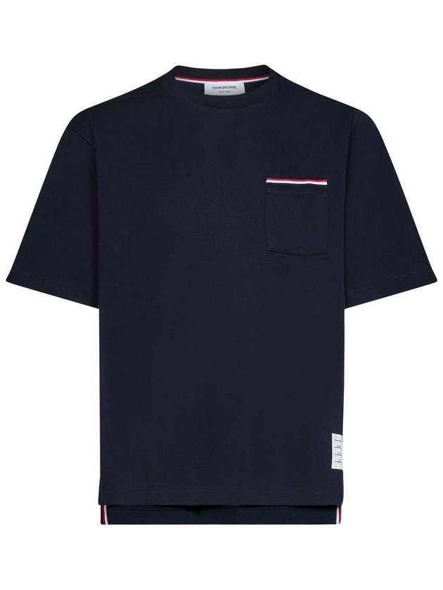 Cotton Oversized Pocket Short Sleeve T-Shirt Navy - THOM BROWNE - BALAAN 2