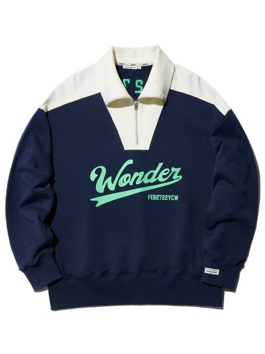 Wonder half zip-up sweatshirt navy - YCW - BALAAN 2