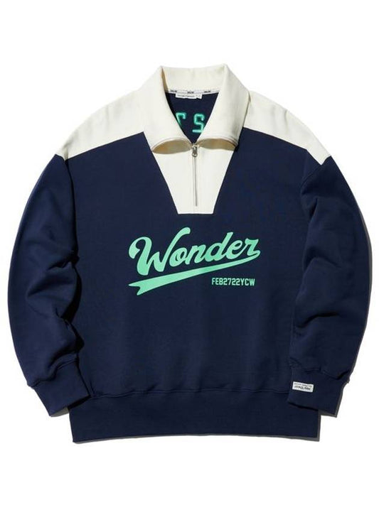 Wonder Half Zip-Up Sweatshirt Navy - YCW - BALAAN 2