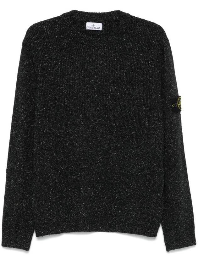 Speckle Crew Neck Knit Top Black - STONE ISLAND - BALAAN 1