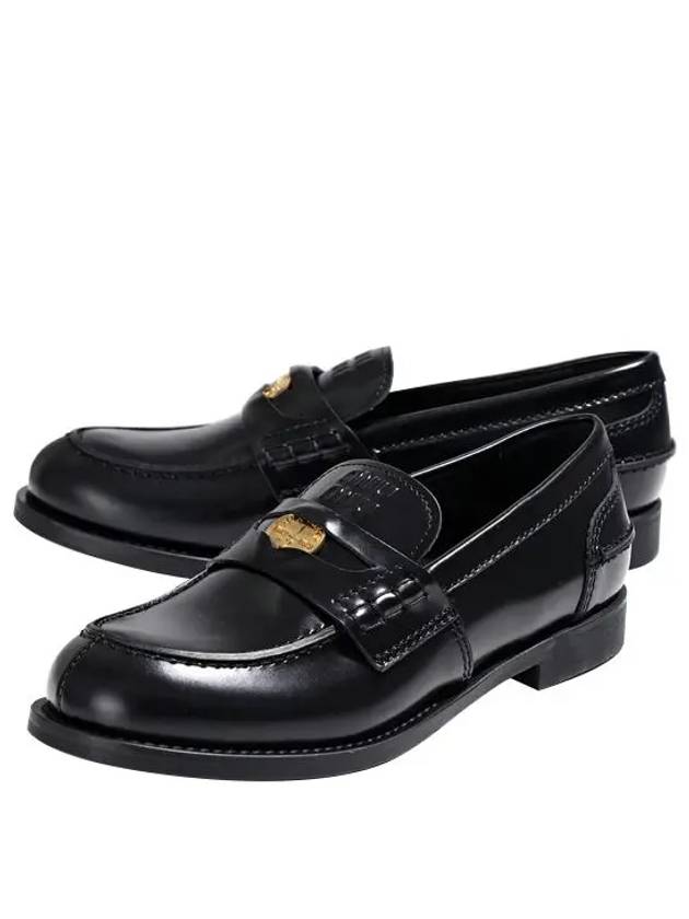 Brushed Leather Penny Loafers Black - MIU MIU - BALAAN 4