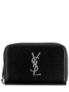 Monogram Zipper Silver Card Wallet Black - SAINT LAURENT - BALAAN 2