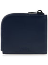 Logo Zipper Calf Leather Card Wallet Navy - KENZO - BALAAN 4