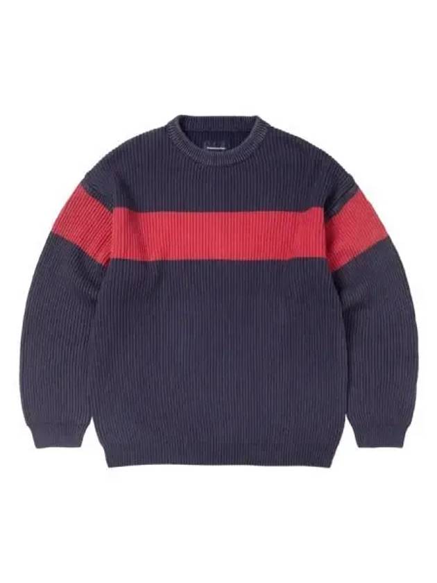 Washed block knit sweater navy - THISISNEVERTHAT - BALAAN 1