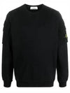 Garment Dyed Double Pocket Brushed Cotton Fleece Sweatshirt Black - STONE ISLAND - BALAAN 2