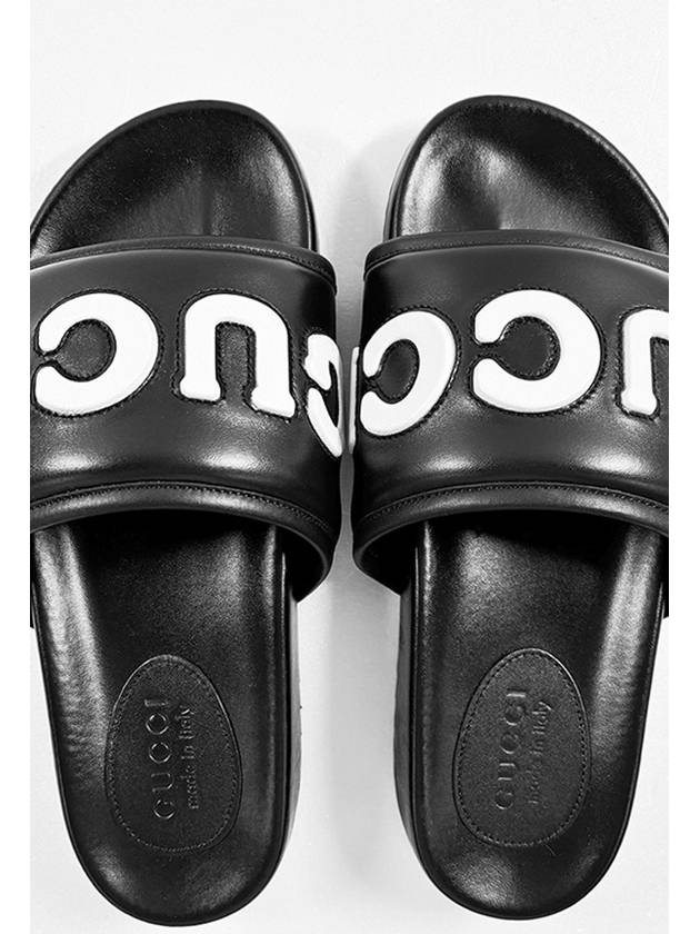 Logo emboss slippers black 742009 - GUCCI - BALAAN 3