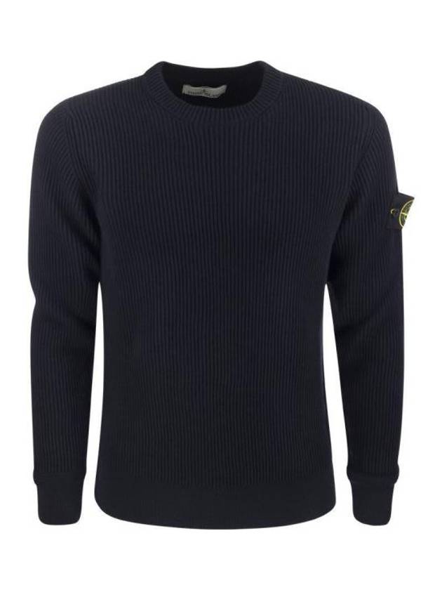 Crewneck Full Rib Wool Knit Top Navy - STONE ISLAND - BALAAN 2