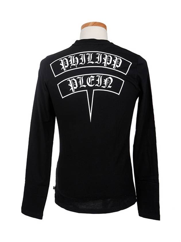 Simple Cotton Long Sleeve T-shirt Black - PHILIPP PLEIN - BALAAN 4