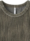 Two-Tone Velvet Ribbed Structure Long Sleeve T-Shirt Dusty Beige - NOIRER - BALAAN 5