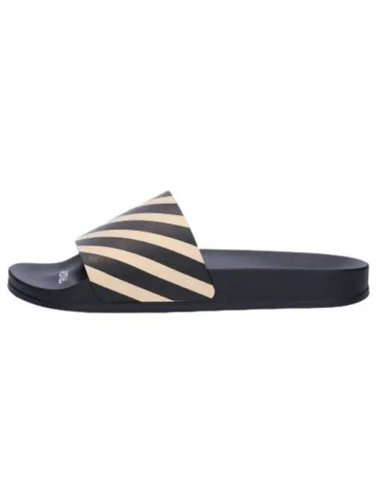 Diag striped print slider sandals black - OFF WHITE - BALAAN 1