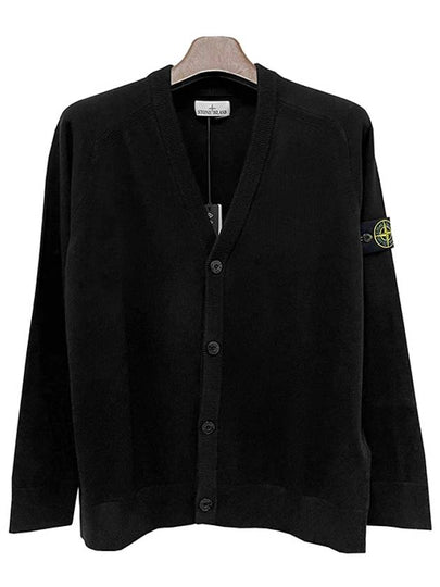 Wappen Patch V-Neck Cardigan Black - STONE ISLAND - BALAAN 2