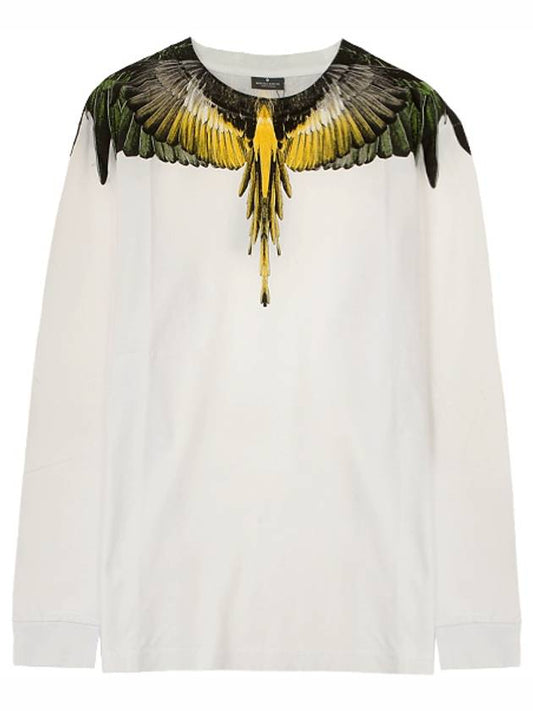 Yellow Wing Printing Long Sleeve T-Shirt White - MARCELO BURLON - BALAAN.