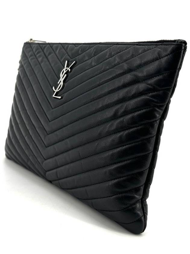 Monogram silver clutch new medium 559193 - SAINT LAURENT - BALAAN 3