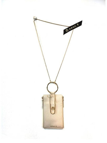 Medium ring gold zipper mobile ivory cell phone cross bag - ARAC.9 - BALAAN 1