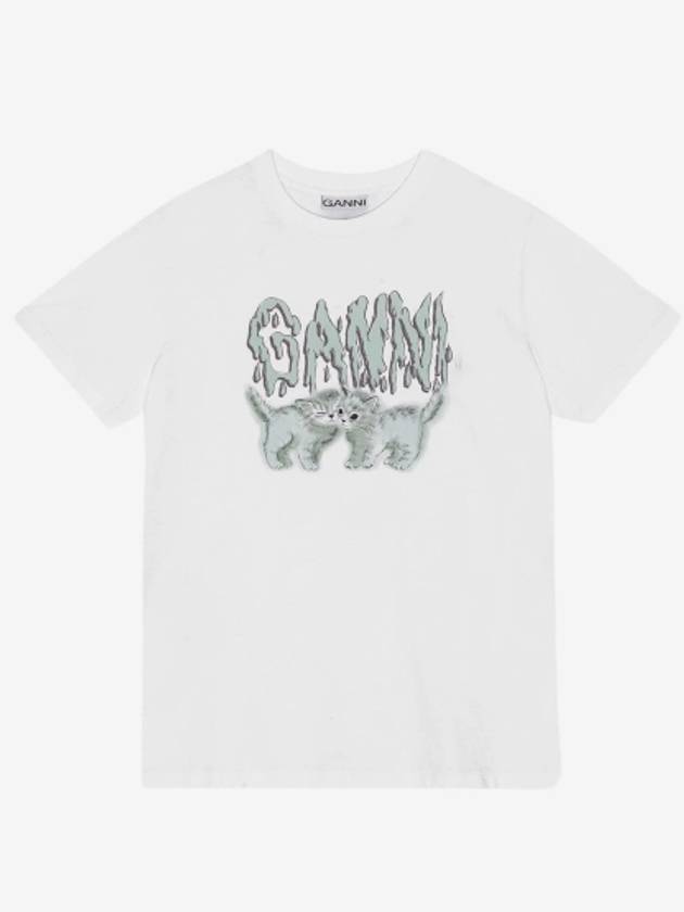 Logo Print Short Sleeve T-Shirt White - GANNI - BALAAN 2