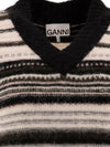 V-Neck Striped Vest Black - GANNI - BALAAN 4