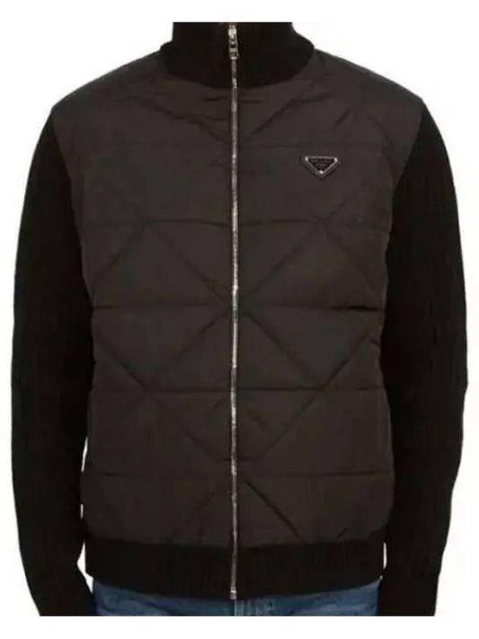 Triangle Logo Re-Nylon Wool Padded Jacket Black - PRADA - BALAAN 2