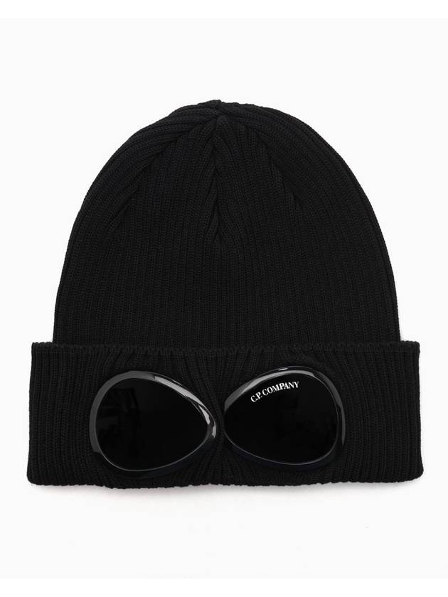 Goggle Detail Ribbed Beanie Navy - CP COMPANY - BALAAN 1