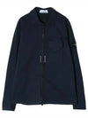 Stretch Cotton Gabardine Overshirt Jacket Navy - STONE ISLAND - BALAAN 2