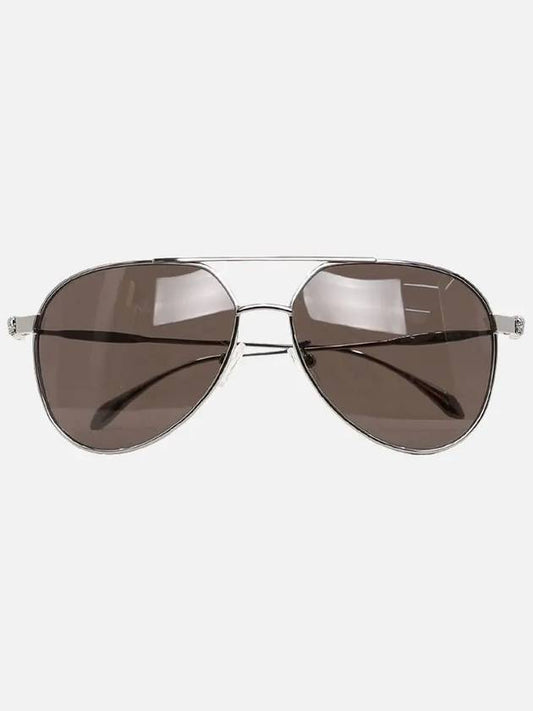 Eyewear Engraved Logo Pilot Frame Sunglasses Gray - ALEXANDER MCQUEEN - BALAAN.