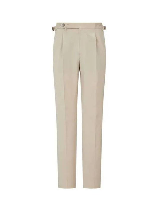 Men s One Tuck Waist Buckle Wool Pants Beige - EMPORIO ARMANI - BALAAN 1