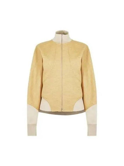 Women's Melange Compact Jersey Wool Zip-Up Jacket Yellow - JIL SANDER - BALAAN 2