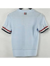 Women's RWB Striped Short Sleeve Cardigan Light Blue - THOM BROWNE - BALAAN 4