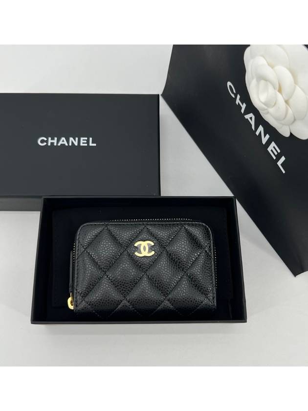 Classic caviar black gold zipper card wallet - CHANEL - BALAAN 7