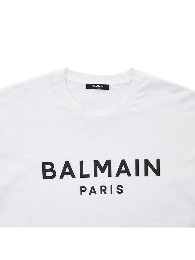 Logo Print Cotton Cropped Short Sleeve T-shirt White - BALMAIN - BALAAN 4