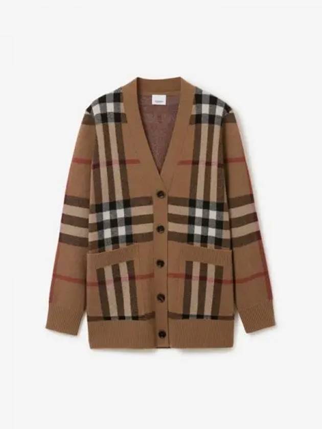 Check Wool Cashmere Cardigan Brown - BURBERRY - BALAAN 2