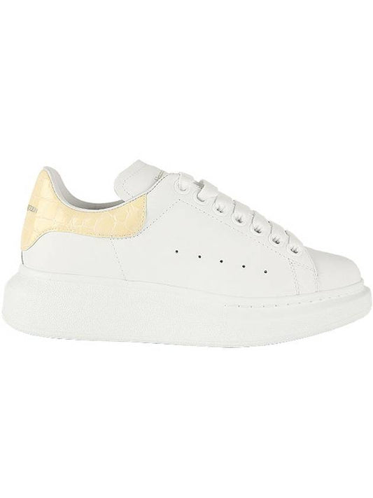 Women's Oversole Crocodile Sneakers White Calico - ALEXANDER MCQUEEN - BALAAN.