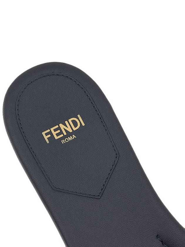 Baguette FF Logo Leather Slippers Black - FENDI - BALAAN 8