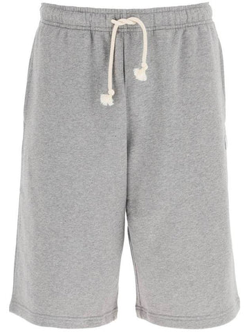 Face Logo Fleece Sweat Shorts Grey - ACNE STUDIOS - BALAAN 1