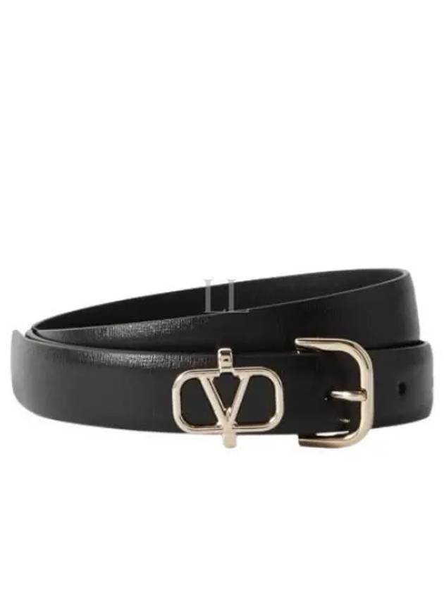 V Logo Leather Belt Black - VALENTINO - BALAAN 2