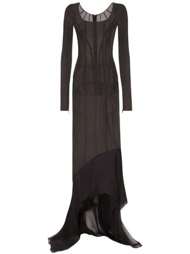 asymmetrical see-through maxi dress F6BFBTFUAA1 - DOLCE&GABBANA - BALAAN 1